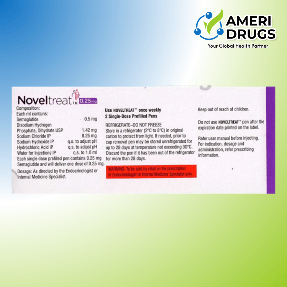 Noveltreat 0.25mg Semaglutide Injection 0.5ml Prefilled Pen Single Dose